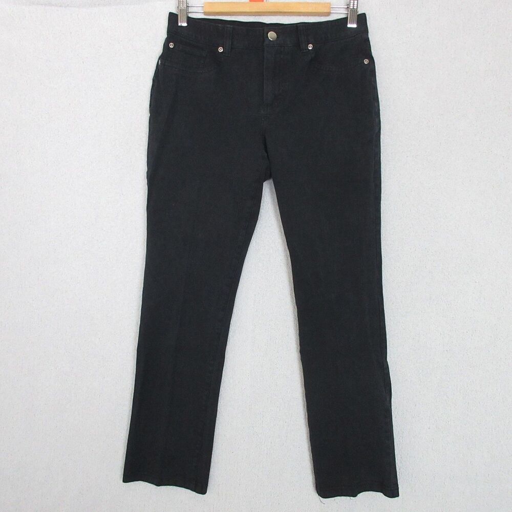 Chicos Pants Womens 0.5 (US 6) Regular Black Straight Leg Stretch 5 Pocket Ankle